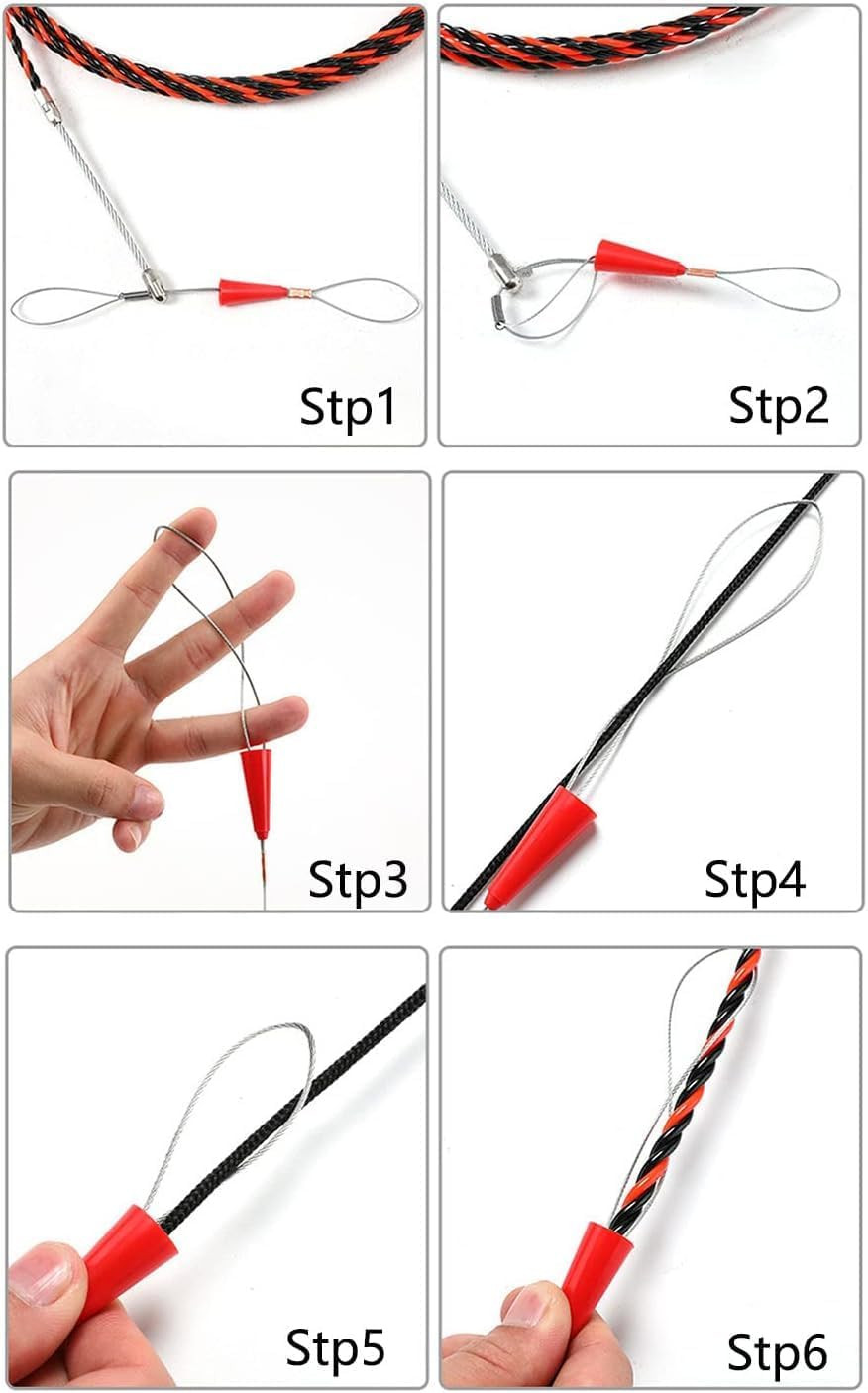 16.4Ft Fish Tape Cable Puller Kit 6Mm PET Electrical Cable Puller through Wall W