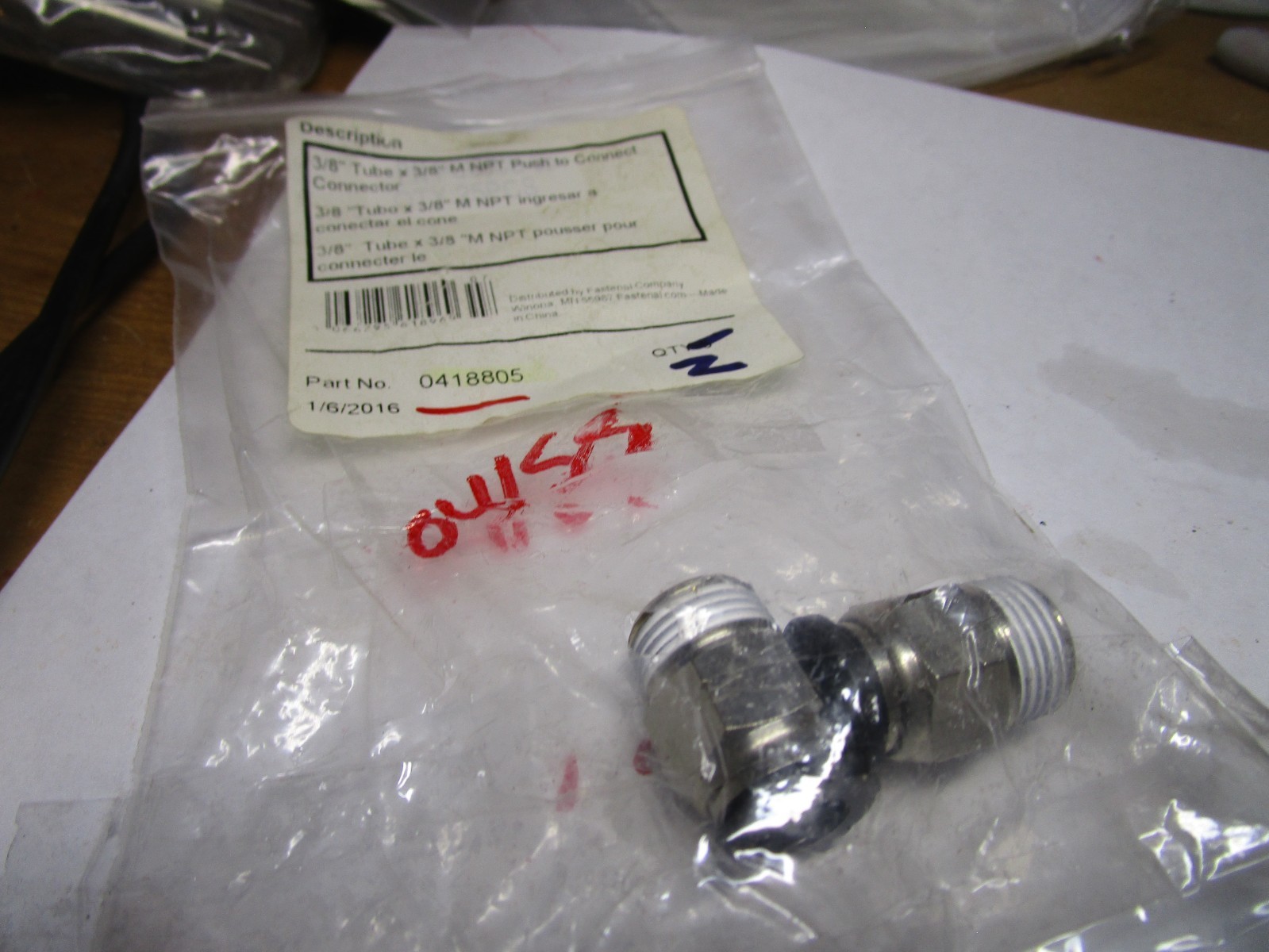 3/8" Tube x 3/8" M 22.5mmH NPT Nickel Plated Brass DynaFlo PTC Connector QTY  2