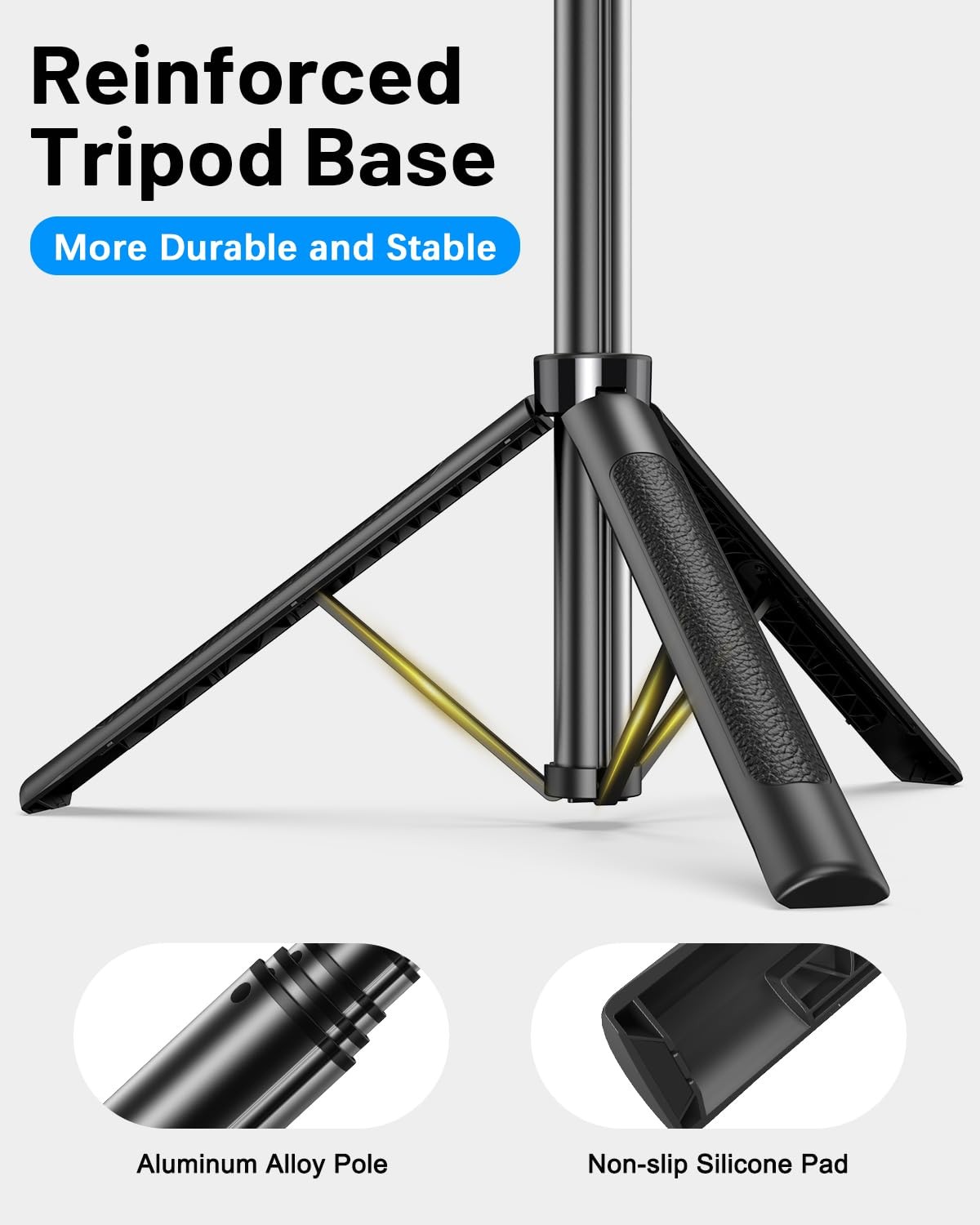 Vlogging Kit for iPhone/Android, Tripod with Large Ring Light & Mic, Black