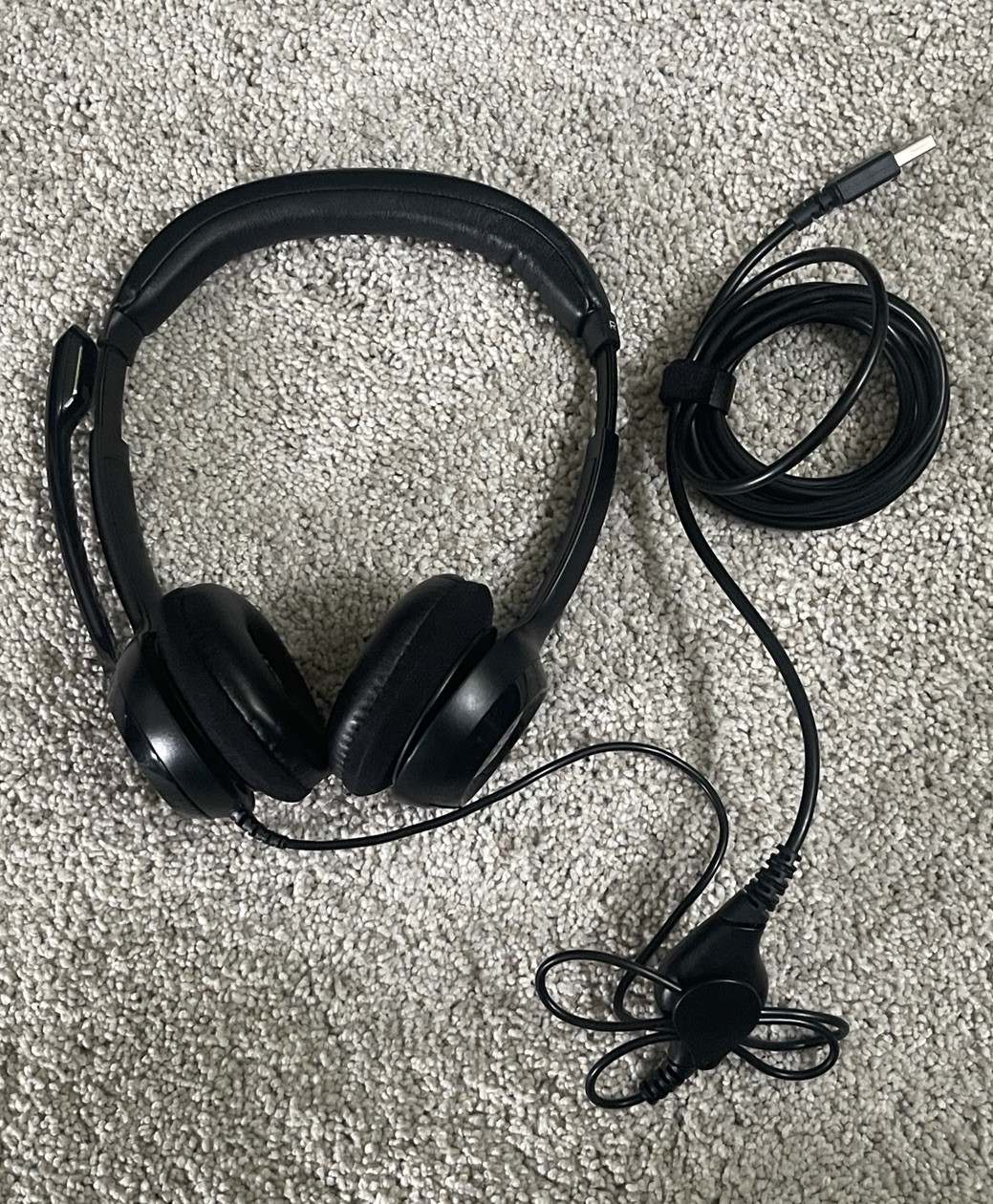 Logitech H390 Wired USB Computer Headset Black Tested Working