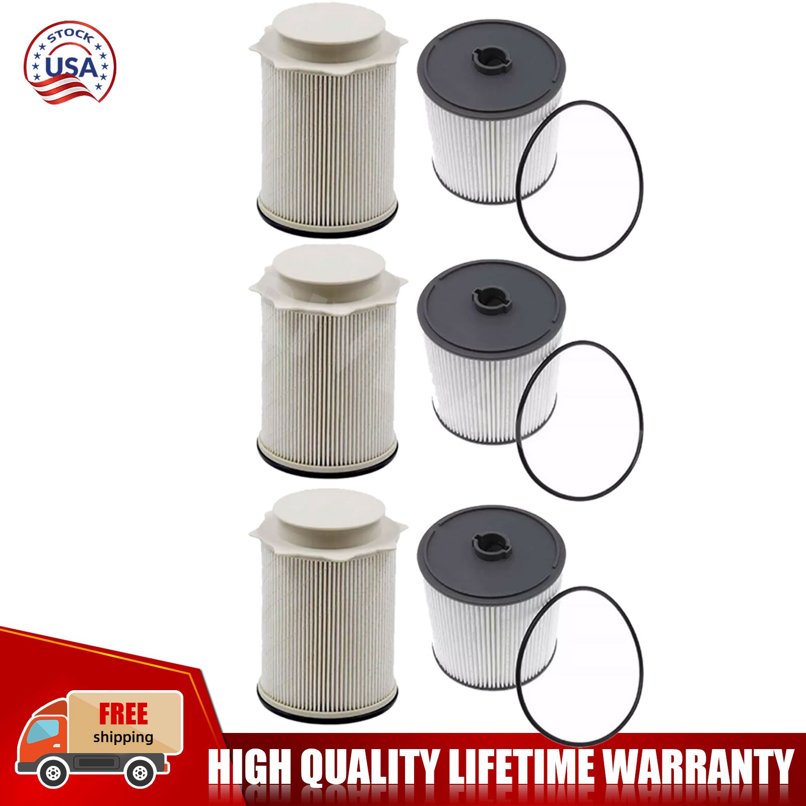 Diesel Fuel Filter 3 Set 68436631AA For 2019-2022 Dodge Ram 6.7L 2500 3500 4500