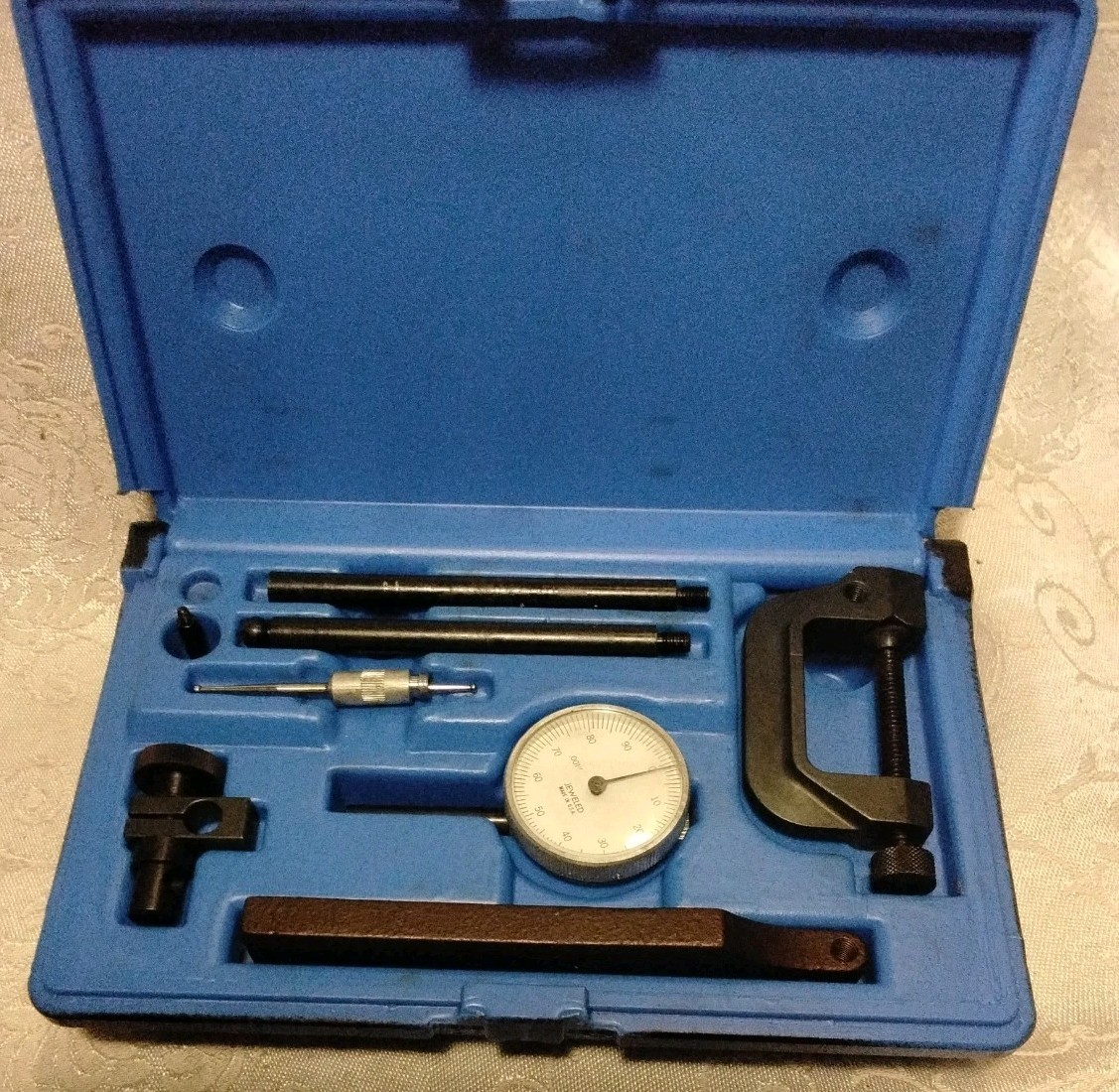 ​Vintage Jeweled Dial Test Indicator Set .001" Made in USA w/ Case & Attachments