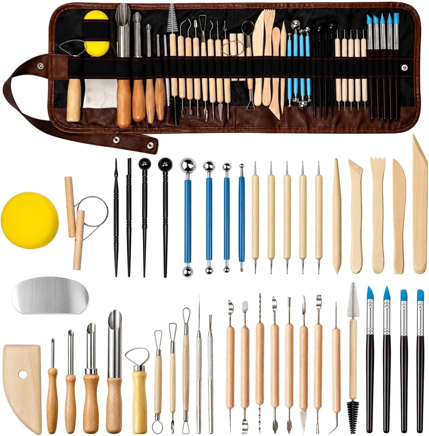 47PCS Pottery Tools Kit Clay Sculpting Ceramic Carving Modeling Set with Case