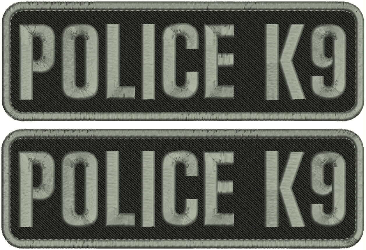 POLICE K9 EMBROIDERY PATCH 10X3'' HOOK ON BACK GRAY