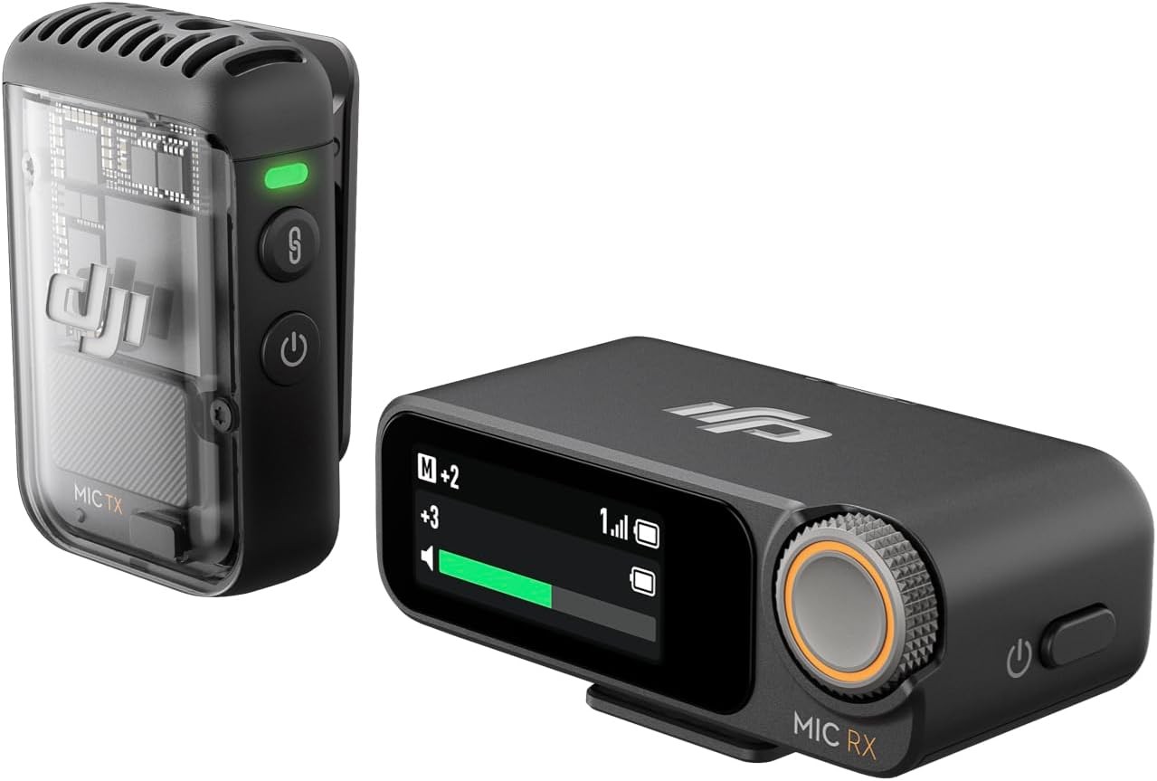 DJI Mic 2(1TX+1RX),Wireless Microphone Noise Cancelling Fit iPhone,Android,Camer