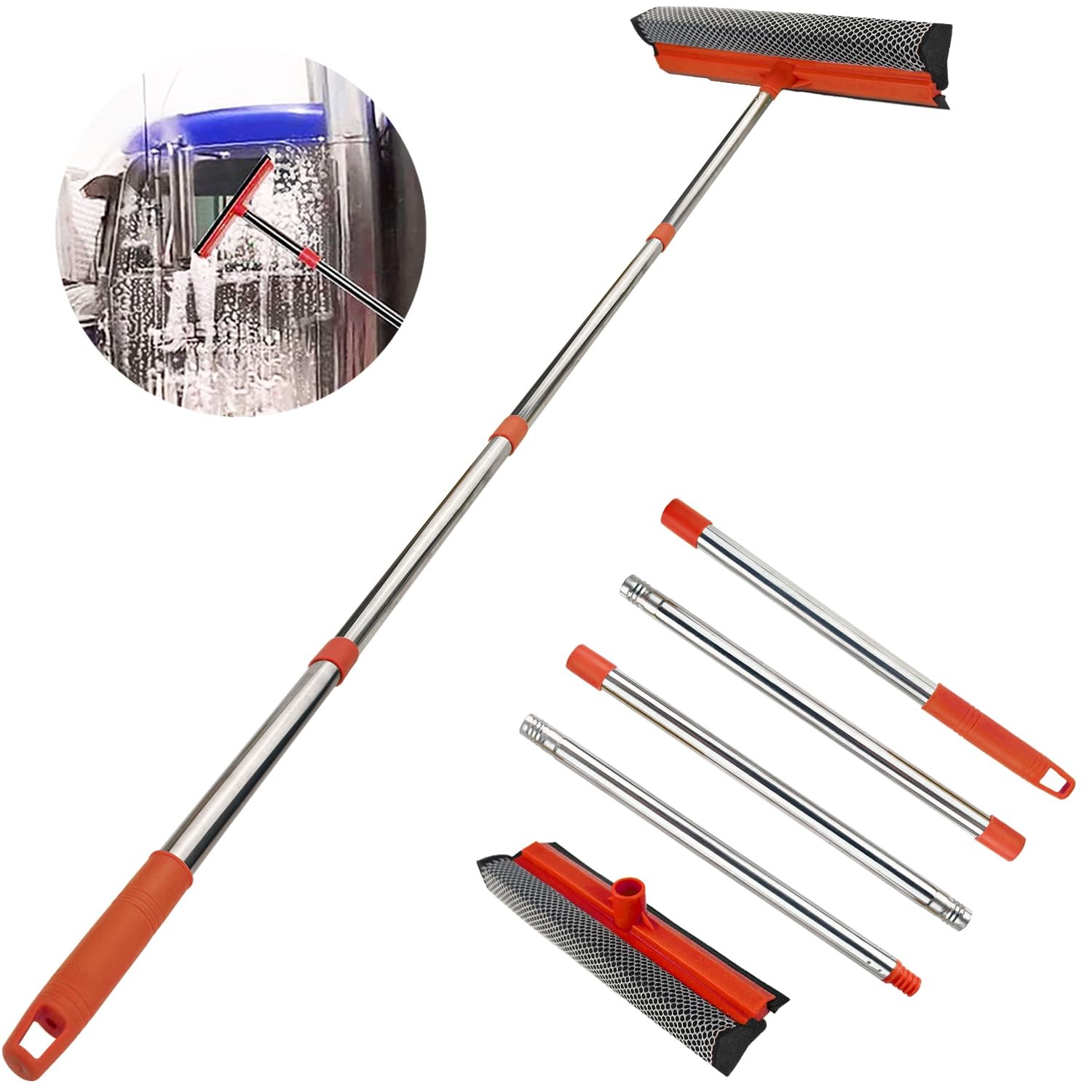 Window Squeegee for Cleaning, Cleaner Tool 2 58", Red