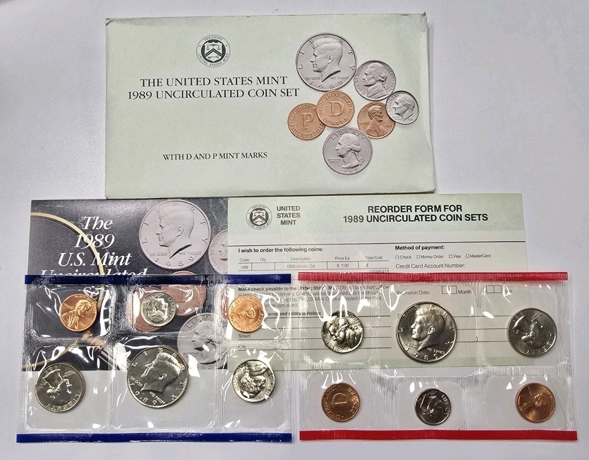 1989 US Mint 10 Coin Uncirculated Set Complete Philadelphia & Denver OGP & COA