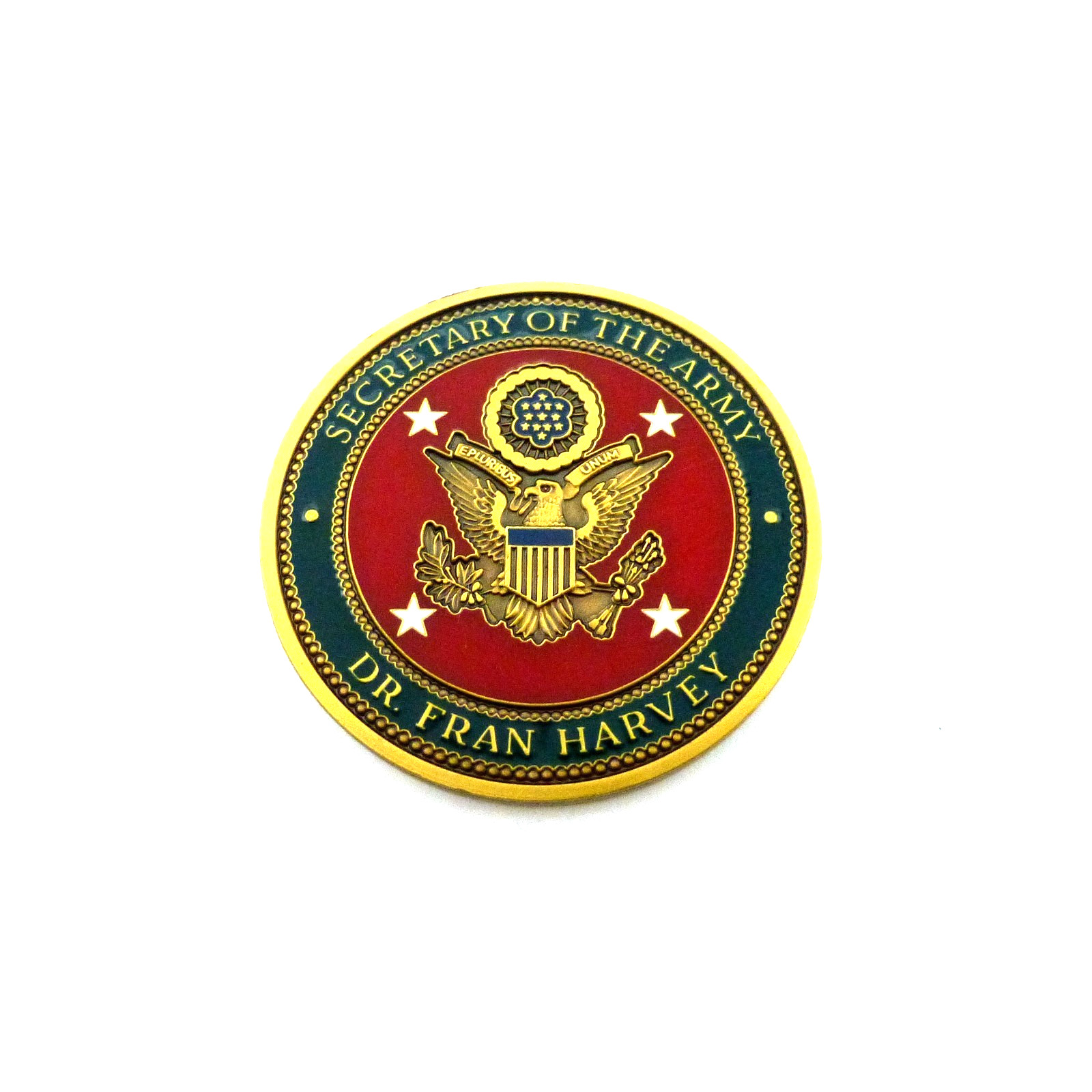 Dr. Fran Harvey secretary of the army military challenge coin