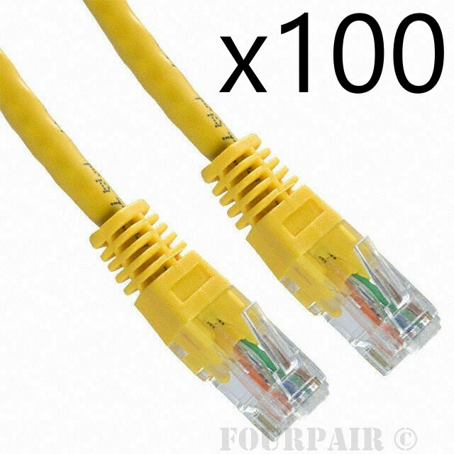 100 Pack Lot 3ft CAT5e Ethernet Network LAN Router Patch Cable Cord Wire Yellow