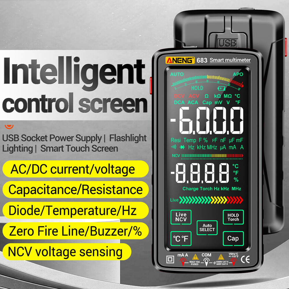 ANENG 683 6000Counts Large Touch Screen Digital Multimeter Burn proof Multimeter