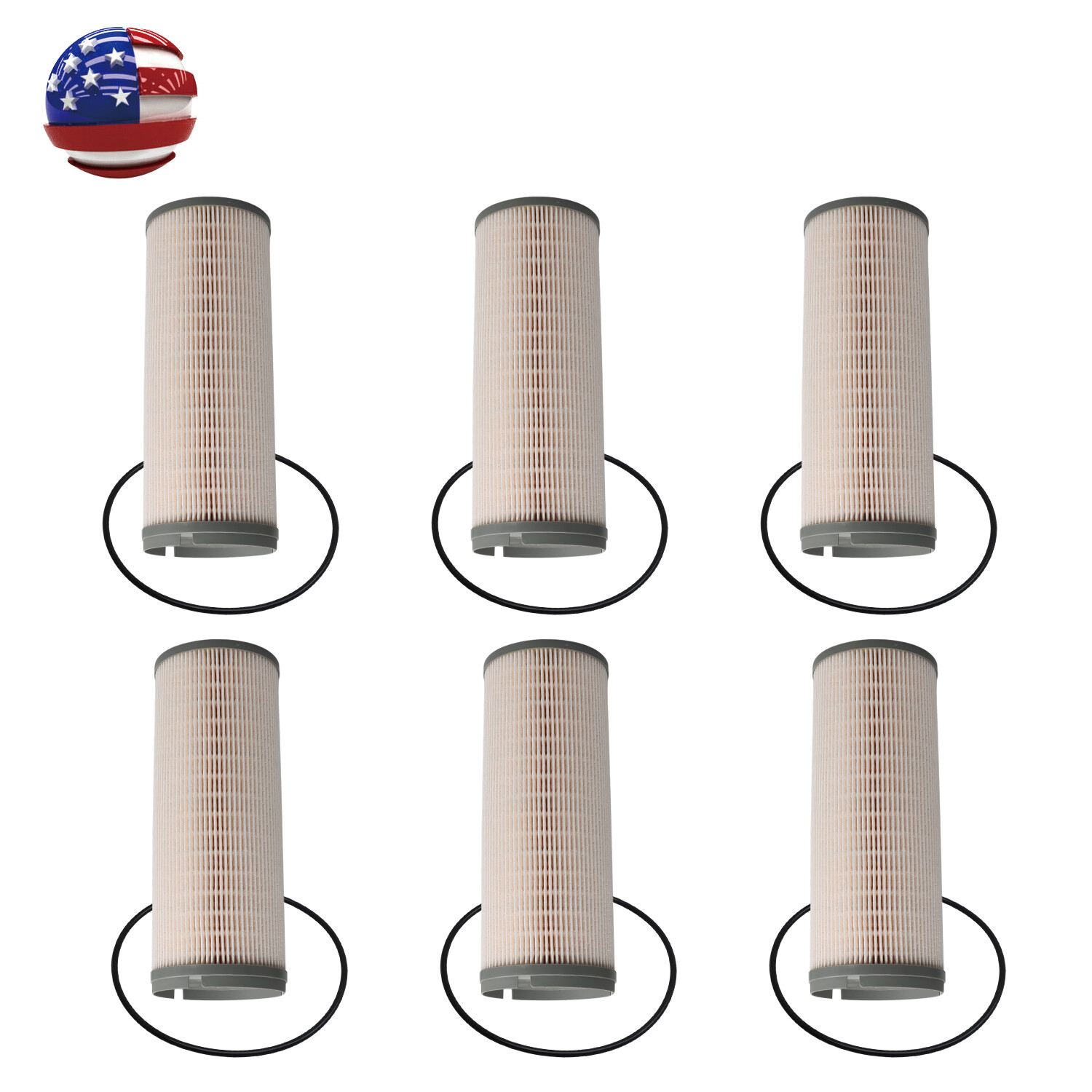 6Pcs Fuel Filter for Kenworth T680 2013~2020 L5113F PF46236 FS20207 K371021