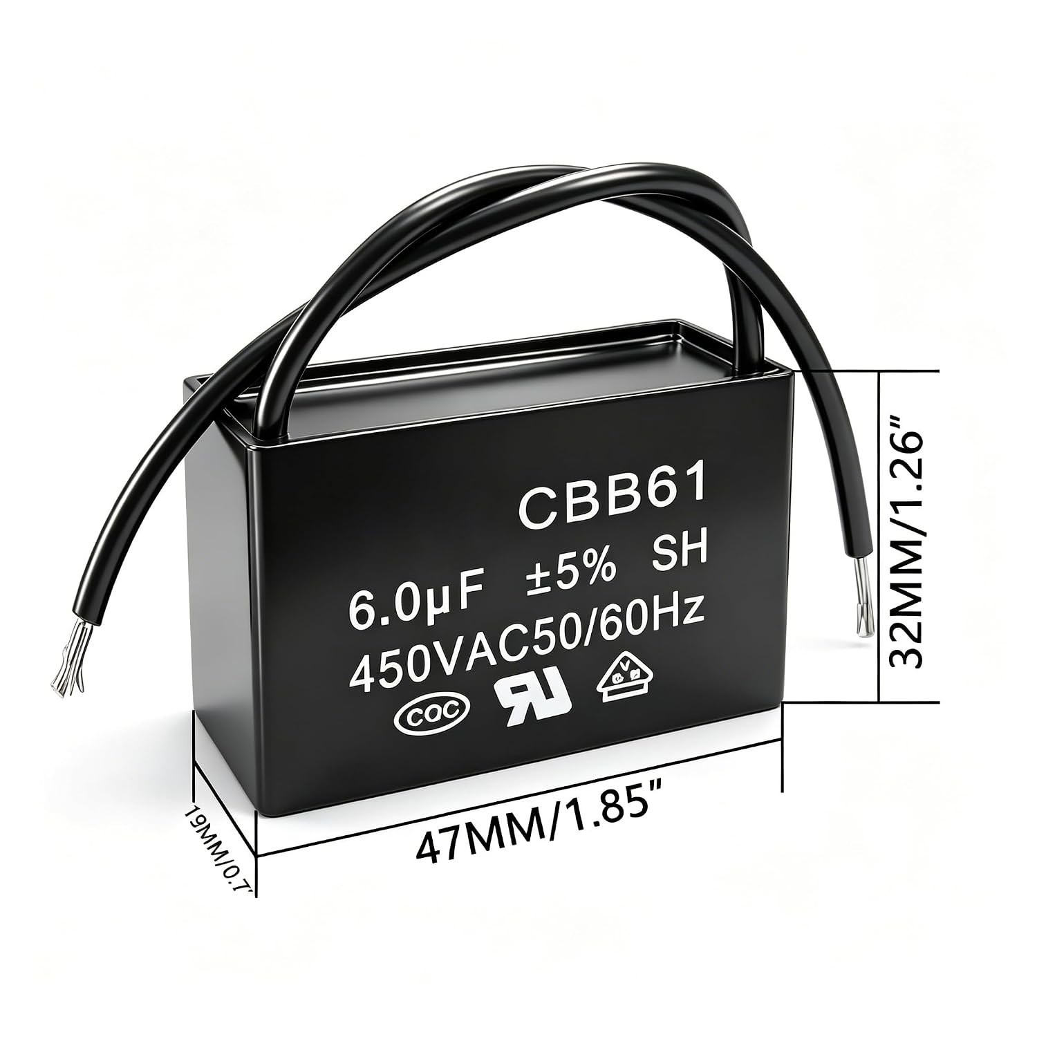 High Performance 2Pcs 6uF 450V AC Polypropylene Capacitors for Fan Applications