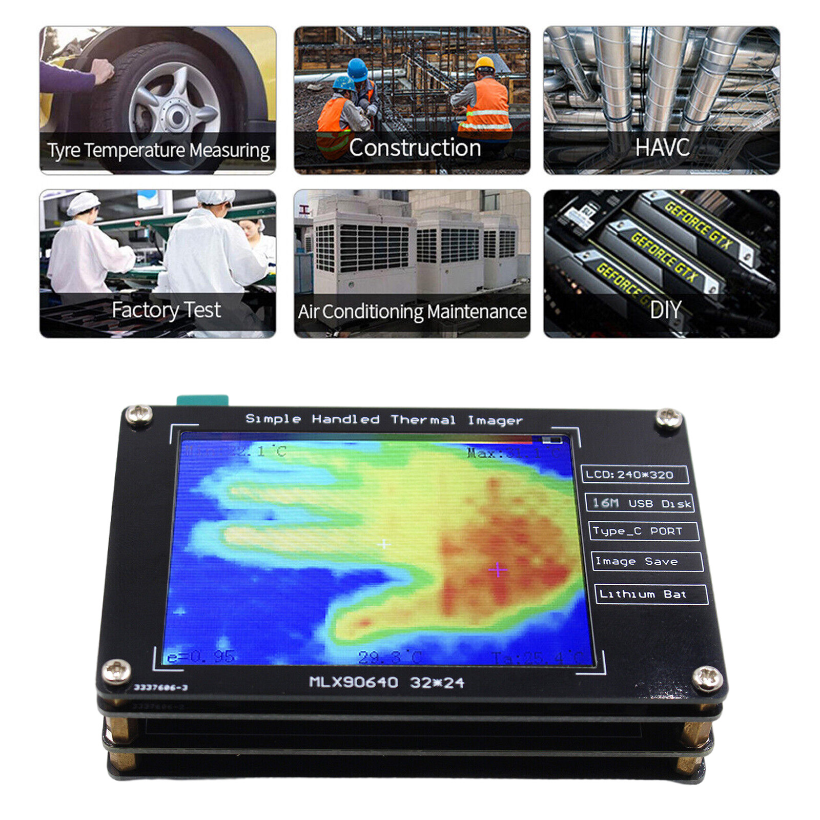 2.8" MLX90640 Thermal Imager Thermal Imaging Camera For Electronics Repairs