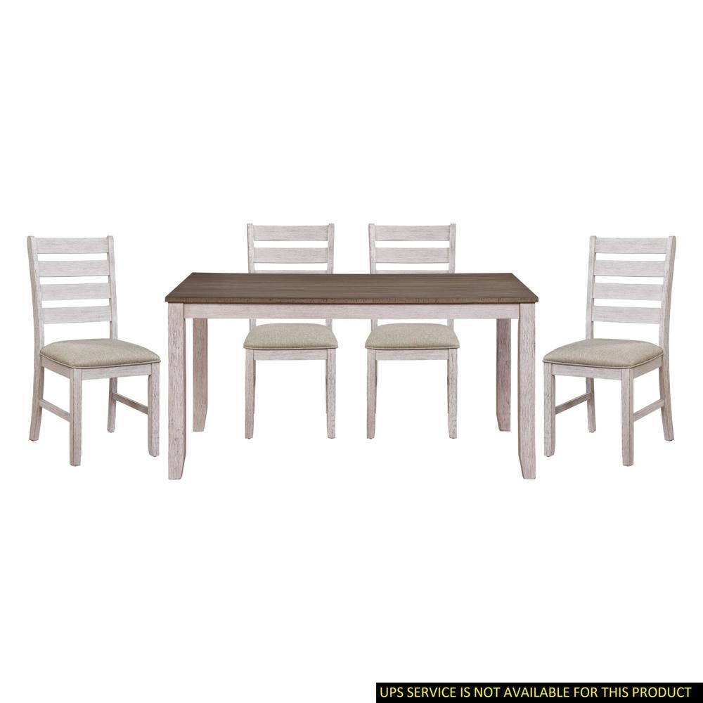 New Practical Modern Finish 5pc Dining Set Rectangular Table and 4x Side Chairs
