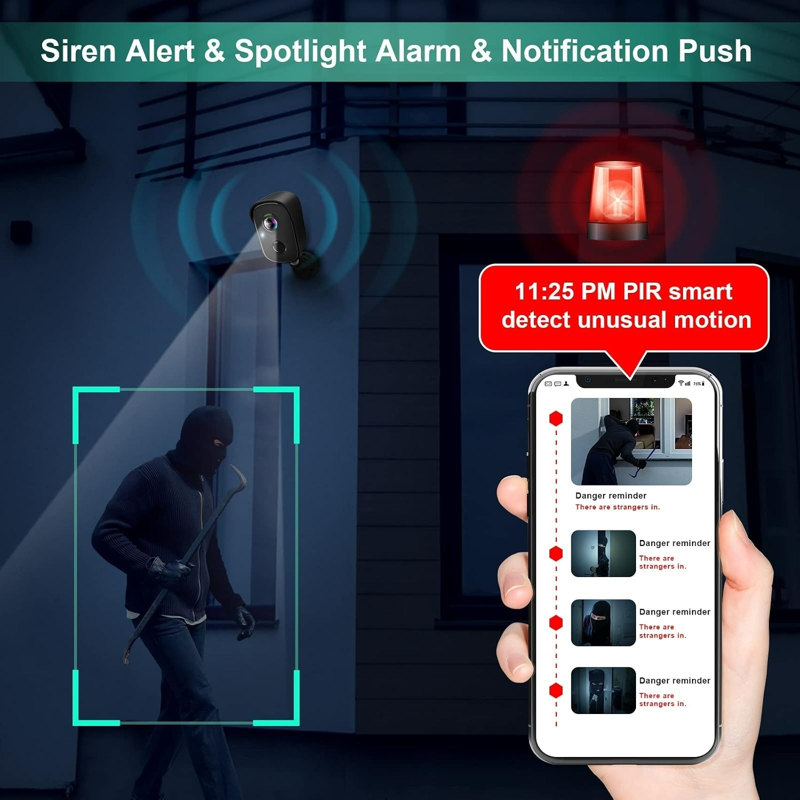 VISION WELL 2K Wireless Outdoor Security Camera, AI Motion Detection, Waterproof