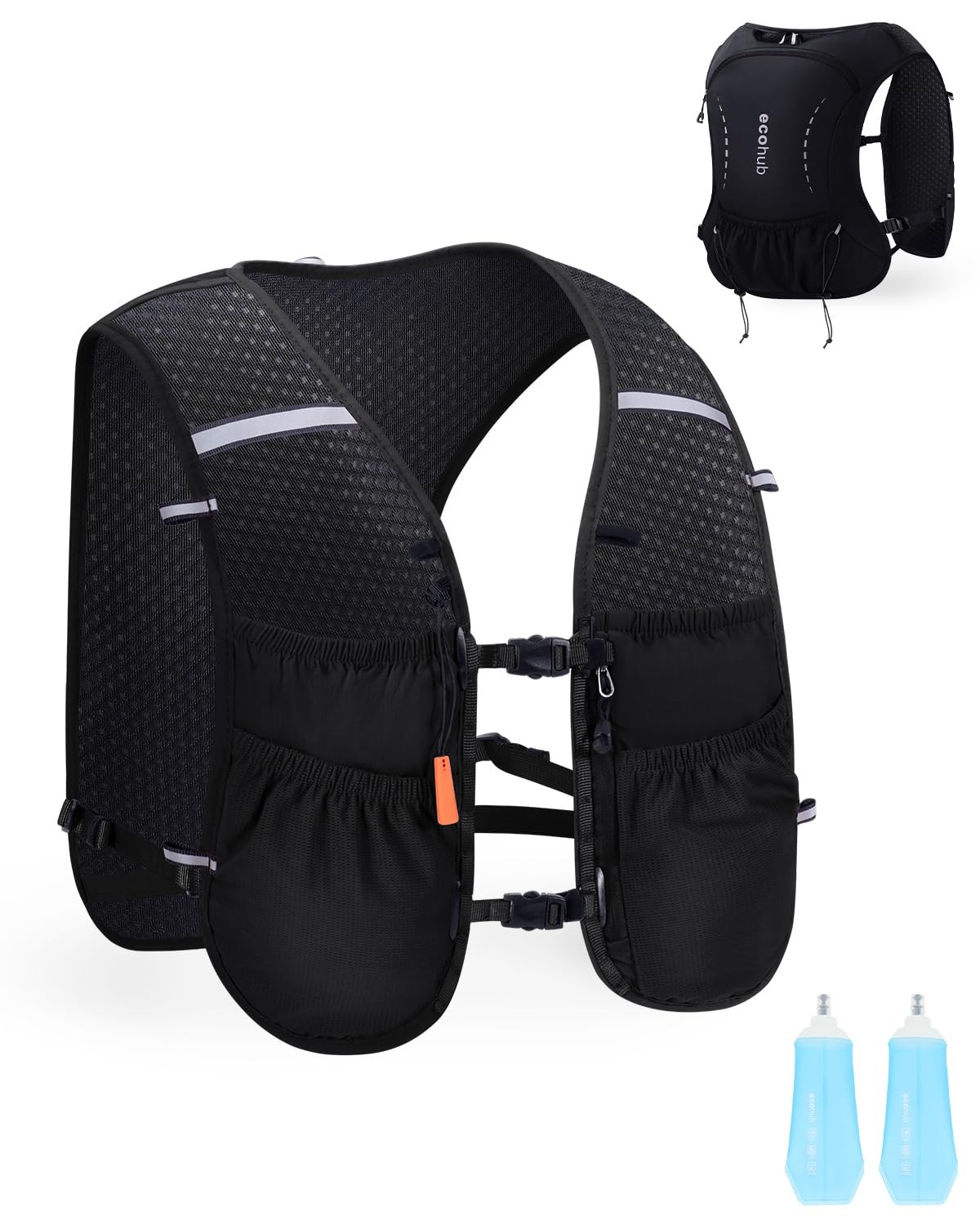 Running Hydration Vest Backpack with 2*500ML Soft Flask, Lightweight Trail Ru...