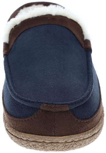 Men's Slipper with Memory Foam, Classic Soft Microsuede 8-9 Navy Blue