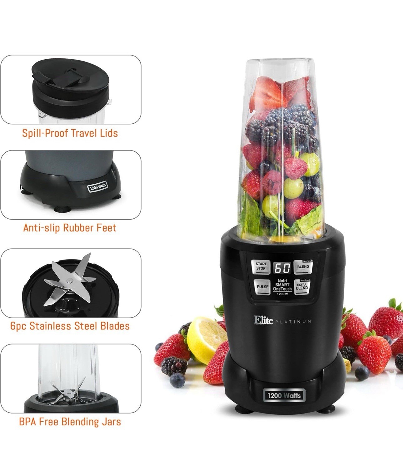 Elite Platinum Nutri Hi-Q Smart Blender in Black