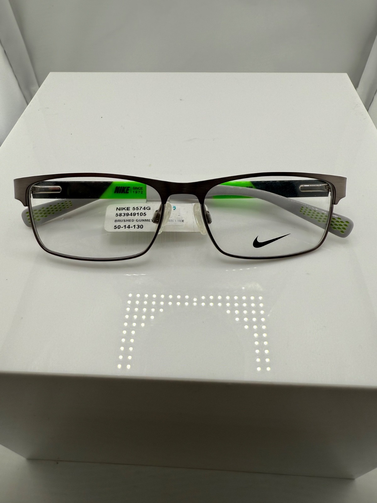 Nike 5574 069 50-14-130 Gunmetal Grey Lime Youth Eyeglasses NWT