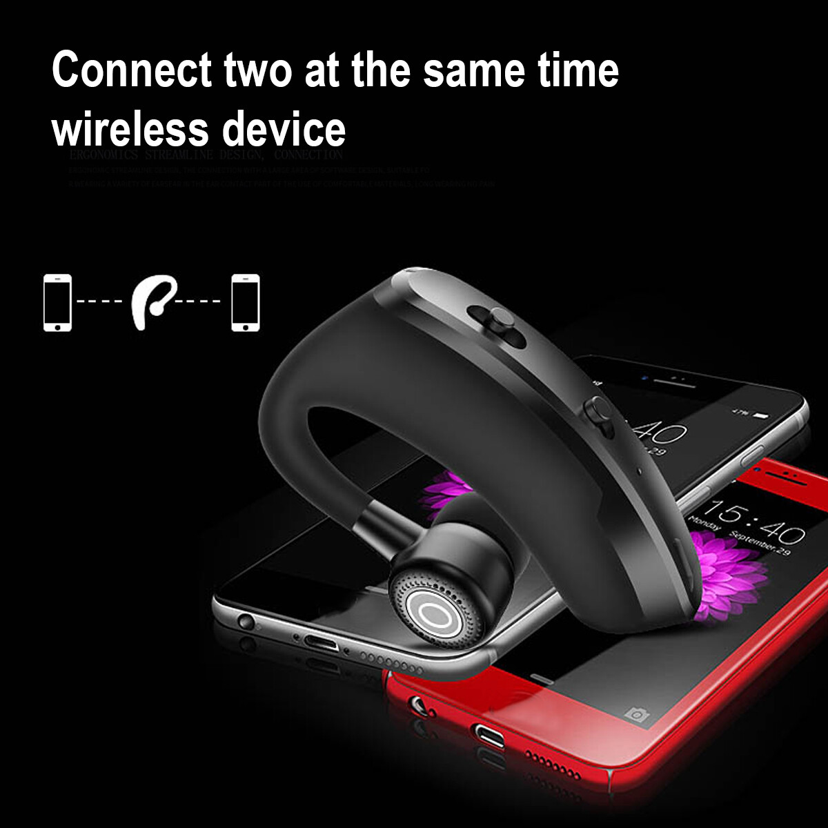 Bluetooth 5.2 Headset Wireless Earbuds Earphones Stereo Headphones Ear Hook Mic