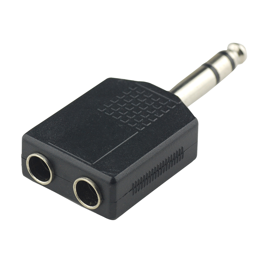 6.3mm 1/4" Y Splitter Adapter Plug Male to 2x 6.35mm Jack Female Audio/Guitar/PA