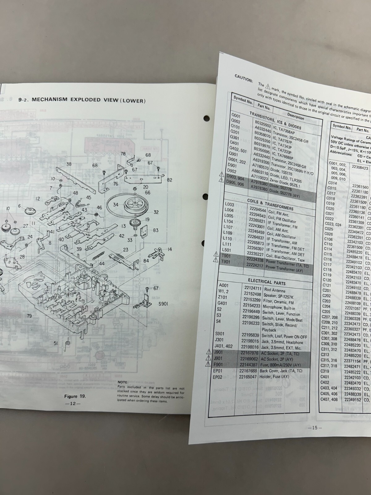 Toshiba RT-6015 Original Service Manual Free Shipping