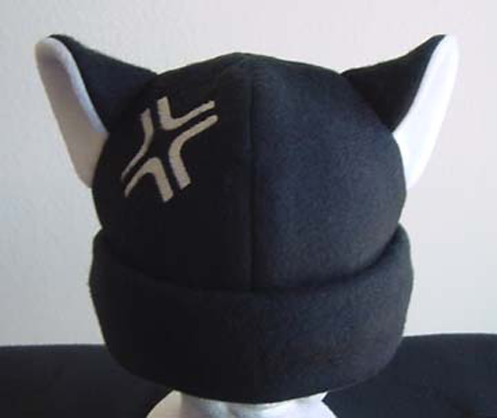 ANGRY kitty CAT ear HAT beanie BLACK & WHITE anime cosplay VALENTINES Easter New