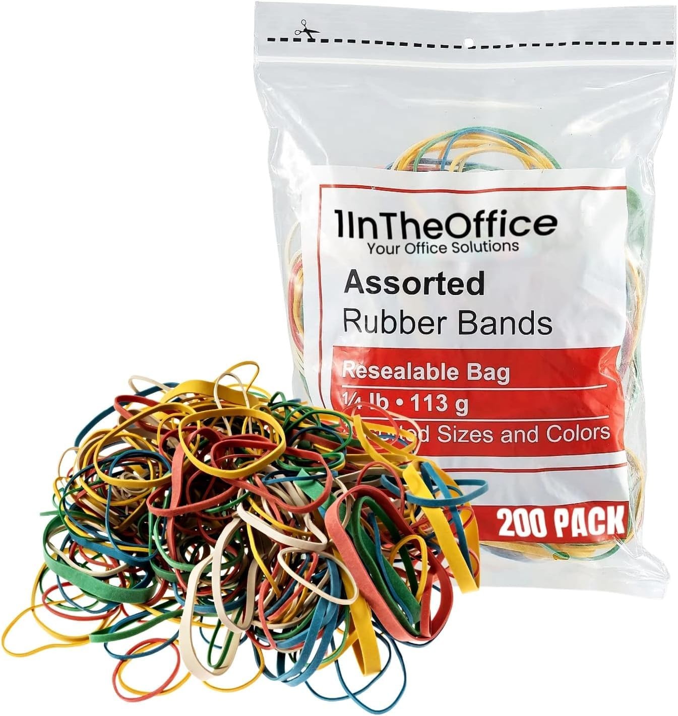 1InTheOffice Colored Rubber Bands #54, Assorted Size Multicolor