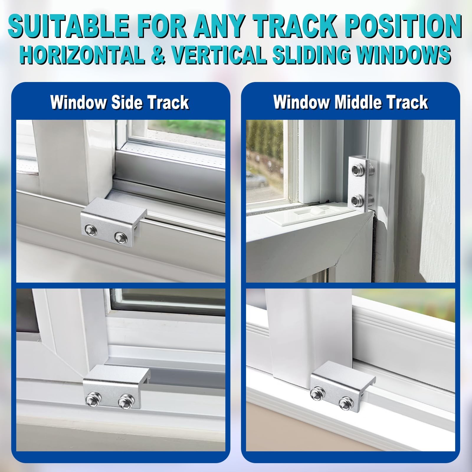 Sliding Window Locks 4 Sets, Security Window Locks with Keys, Adjustable Alum...