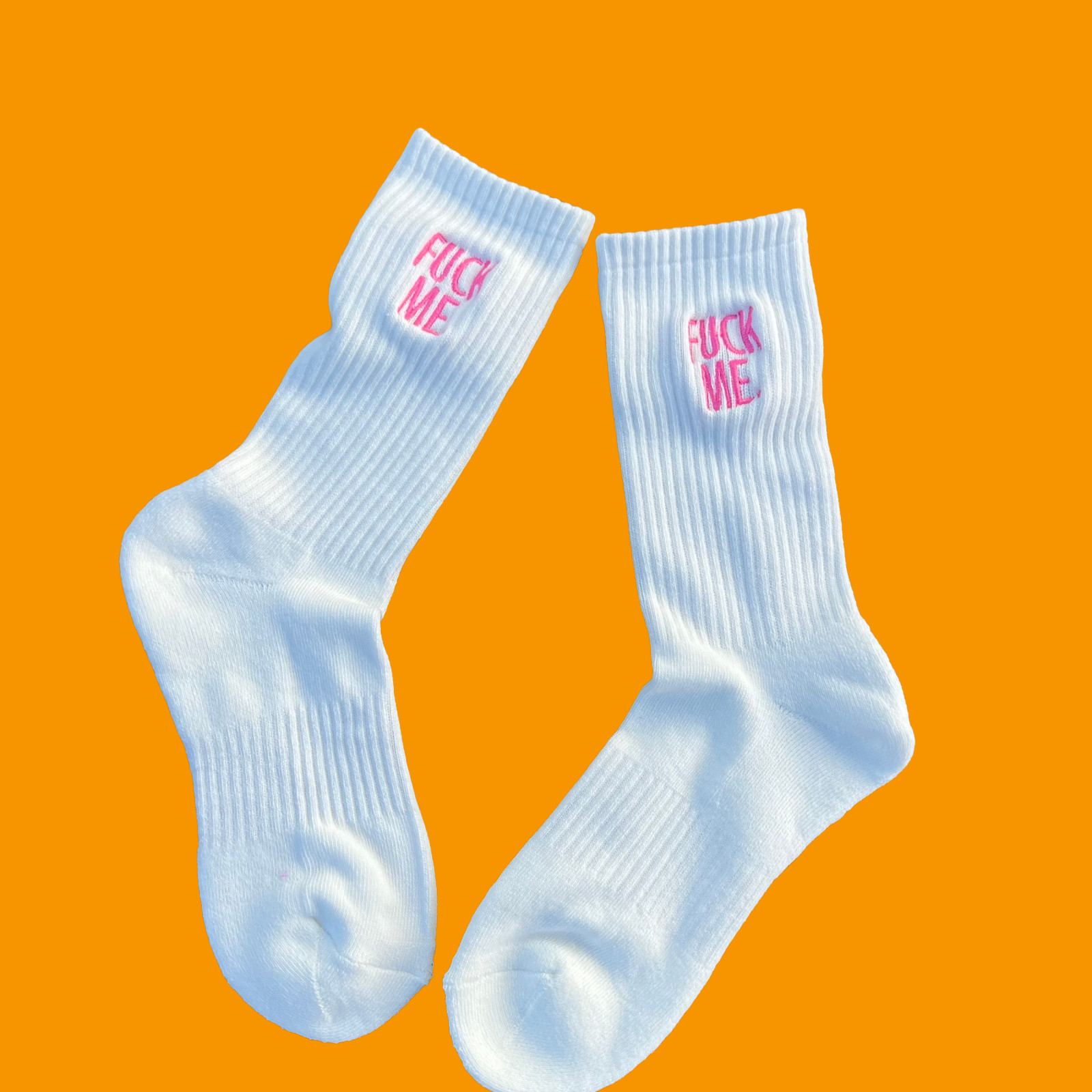 F**K ME Custom embroidery men White premium crew socks by H.E.Arts gift for him