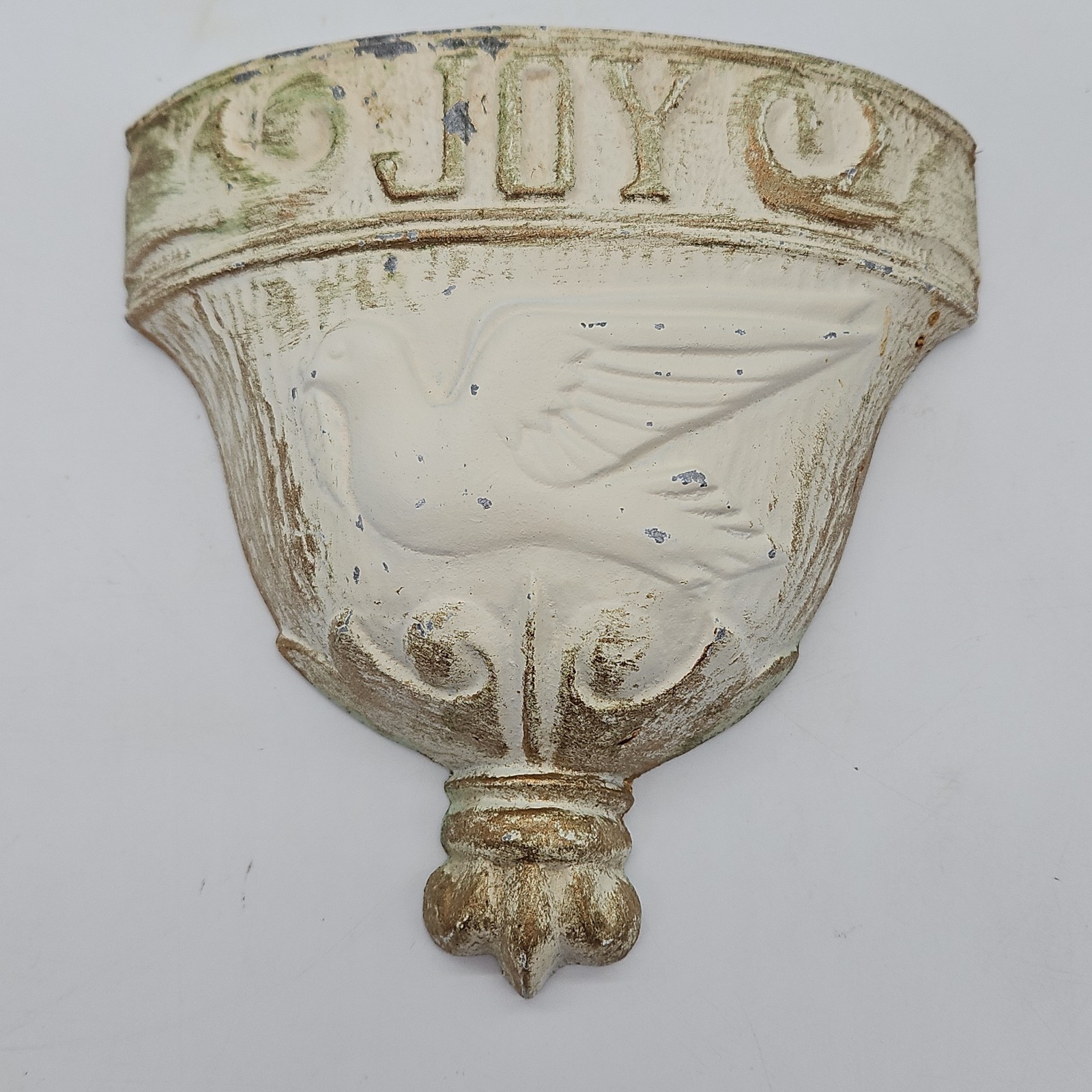 1976 Rustic Cream Gold Cast Metal Wall Pockets Planters Decor