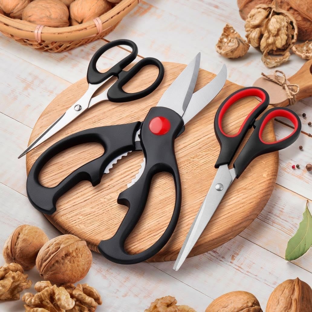 Kitchen Shears Set - QtoiKce Kitchen Scissors 3 Pack All Purpose Poultry Shears,