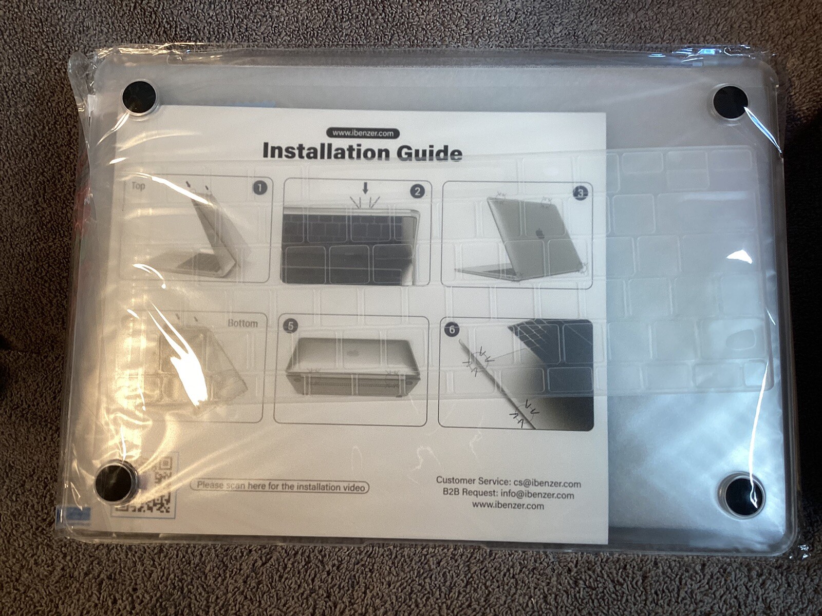Benzer clear case cover for Macbook Air 13" with installation guide