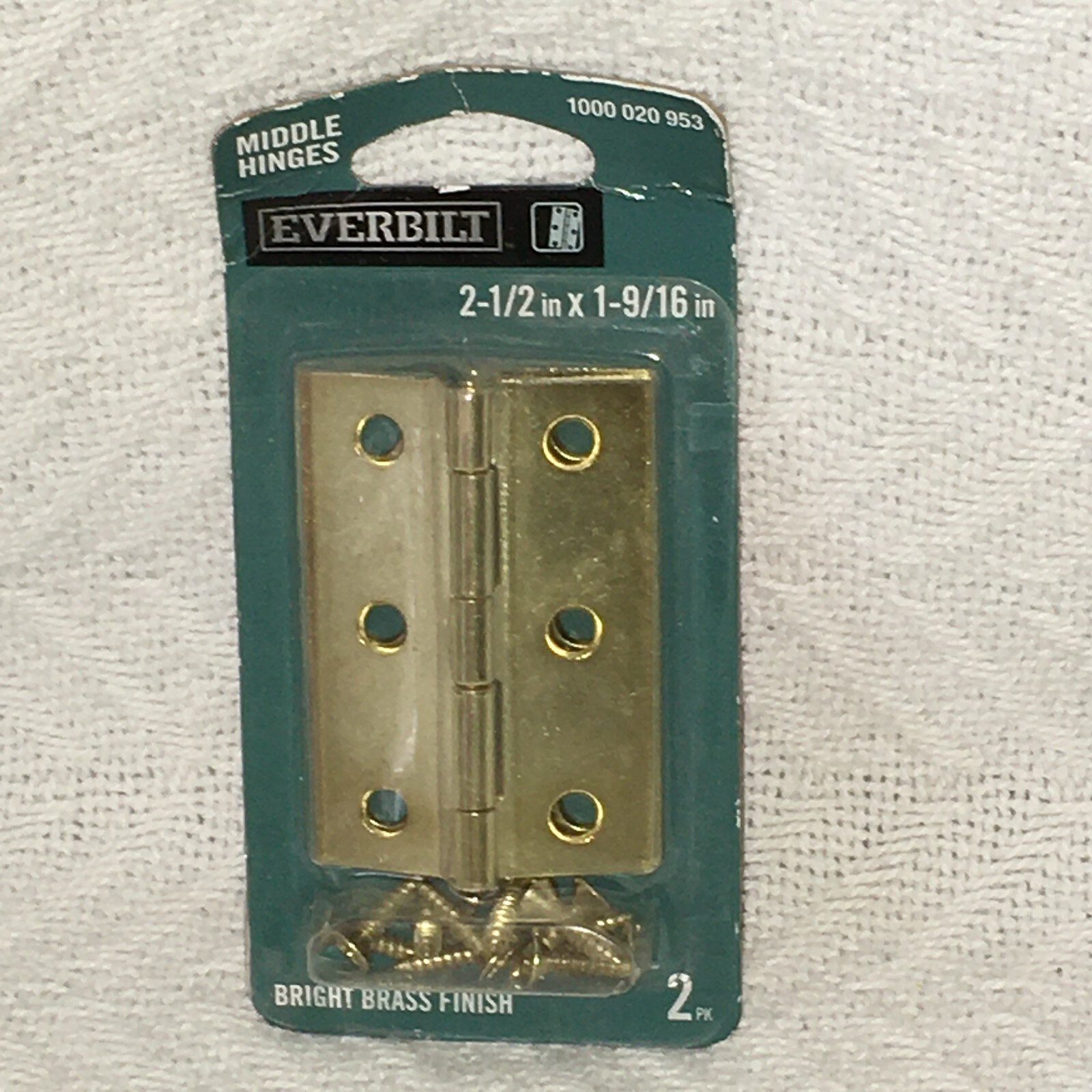 Everbilt 2 Pk Middle Hinges 2-1/2in x 1-9/16in Bright Brass Finish 1000 020 953
