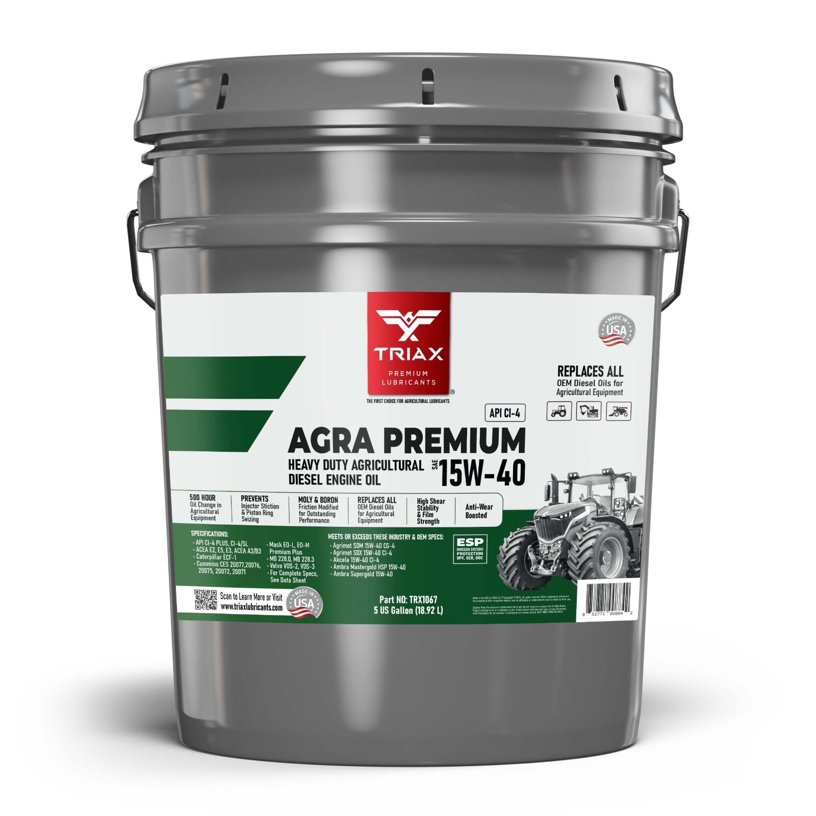 Agra Premium 15W-40 API CI-4 Super Heavy Duty Diesel Engine Oil (5 Gallon)