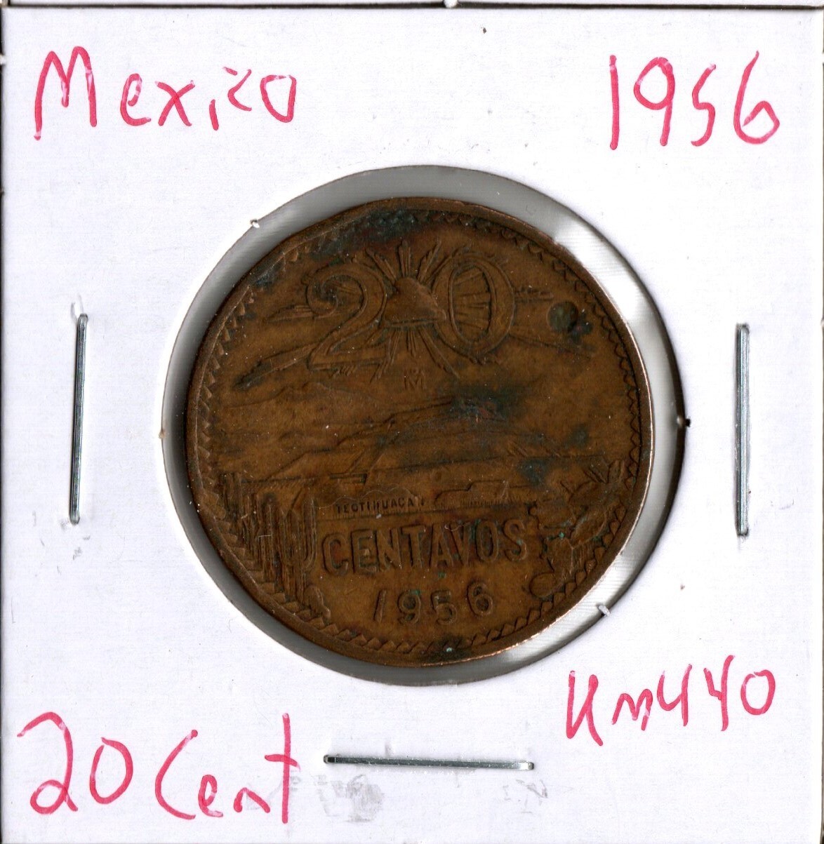 Coin Mexico 20 Centavos 1956 KM440