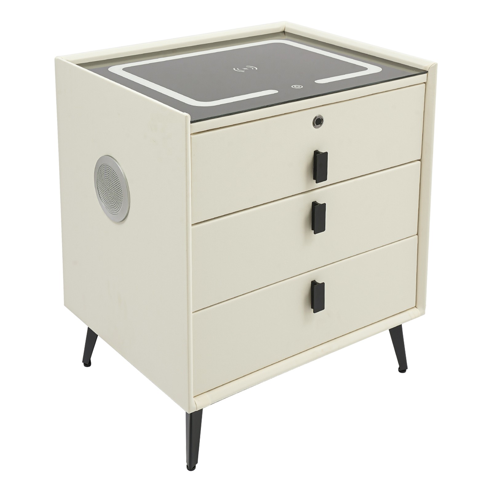 Smart Bedside Table Nightstand 3 Drawers- End Table with USB&Wireless Charging