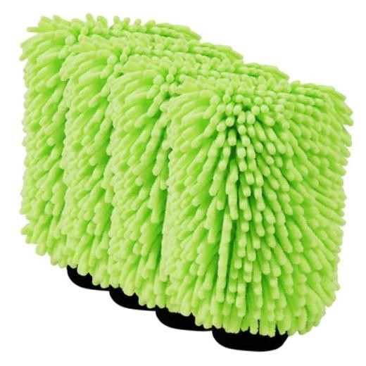 4Pack Large Microfiber Car Wash Mitts, Ultra Absorbent & Lint 8"×12"-green_4pcs