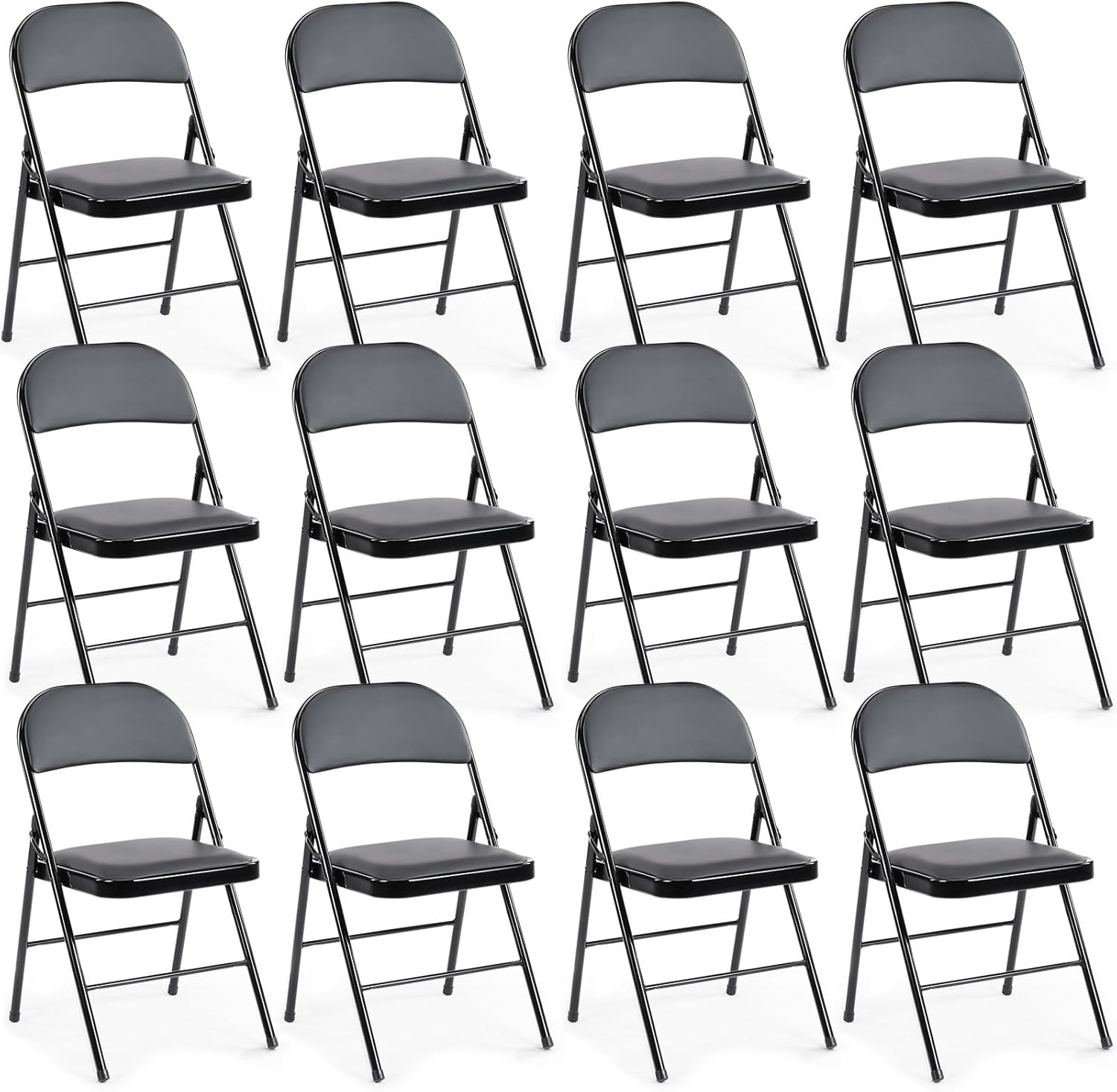 2 Pack Leather Padded Folding Chair Indoor Outdoor Portable Stackable Commercial
