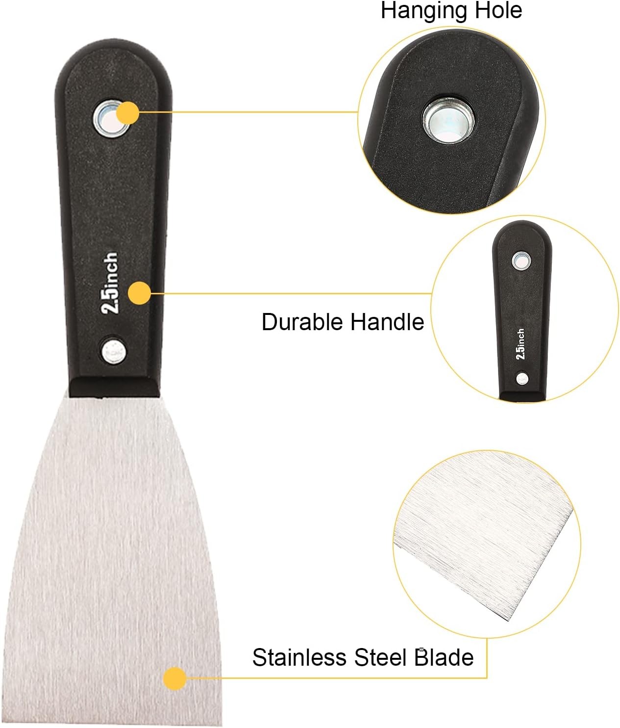 7 PCS Drywall Tools,Putty Knife Scraper Tool,Stainless Steel Paint Scraper Spack