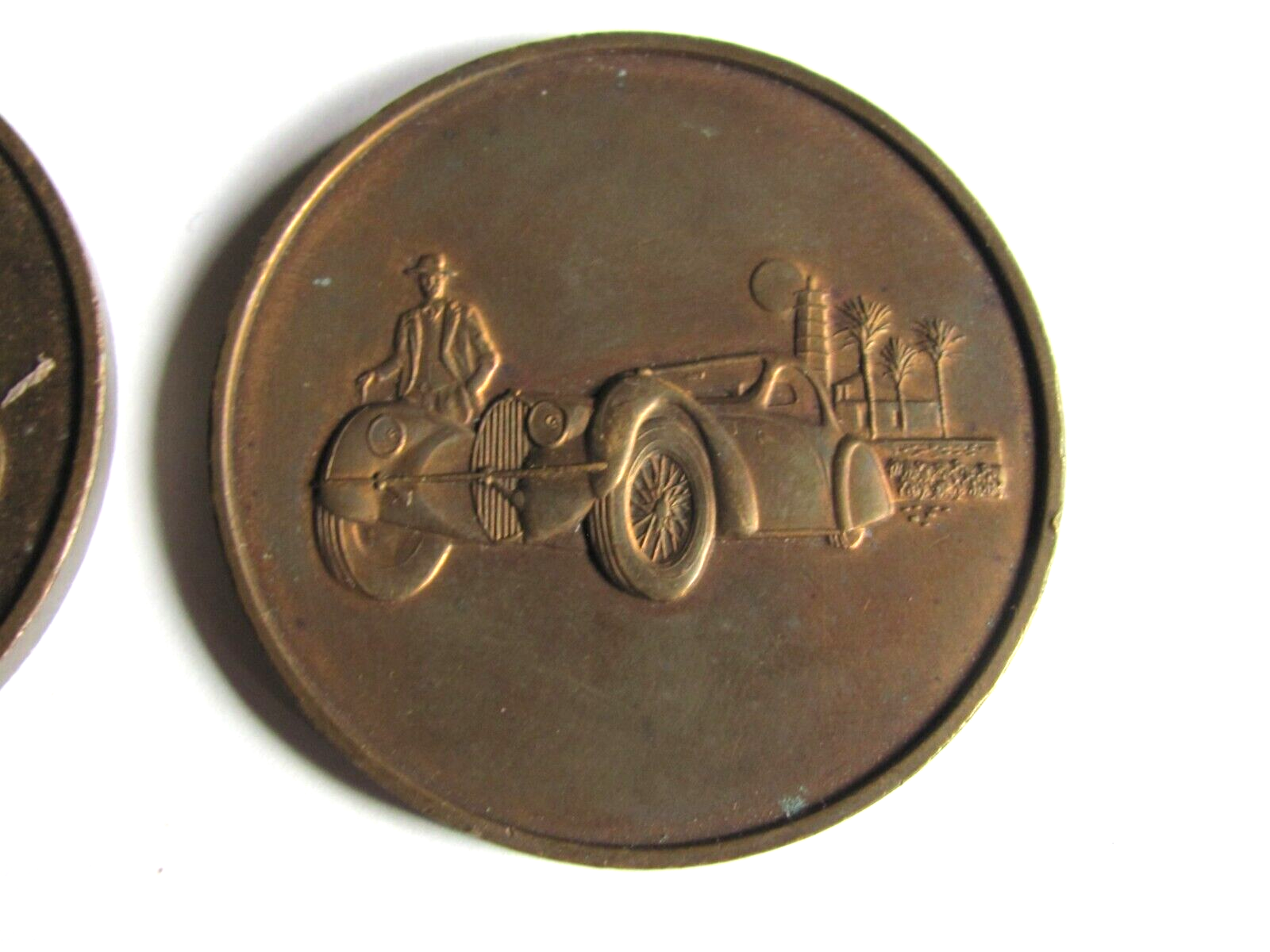 2 HAMILTON MINT BRONZE 2" TOKEN MEDALLION 1935 ASTON MARTIN 1936 BUGATTI CAR