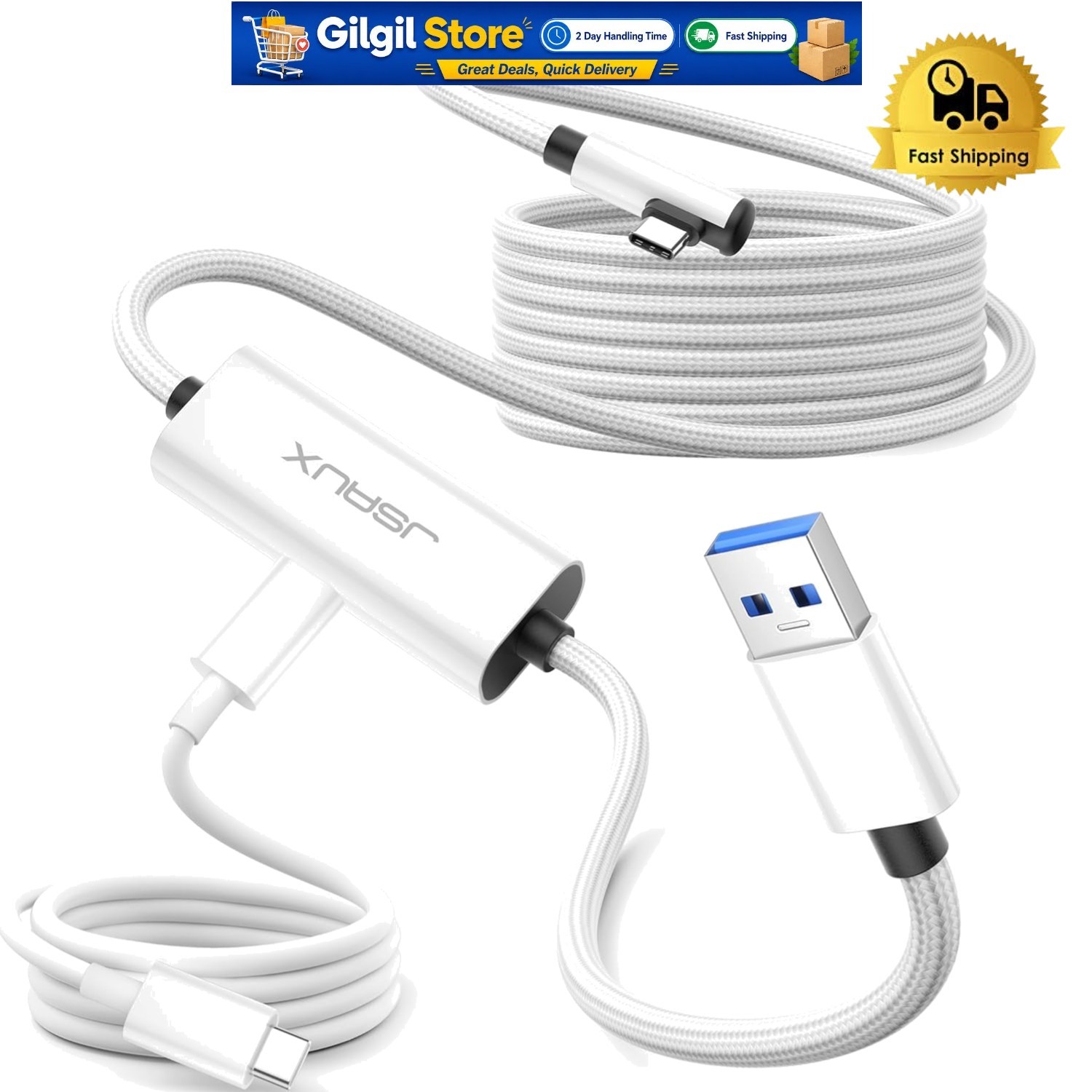 Versatile 16FT Charging Link Cable - Play & Charge for Meta Quest VR Systems