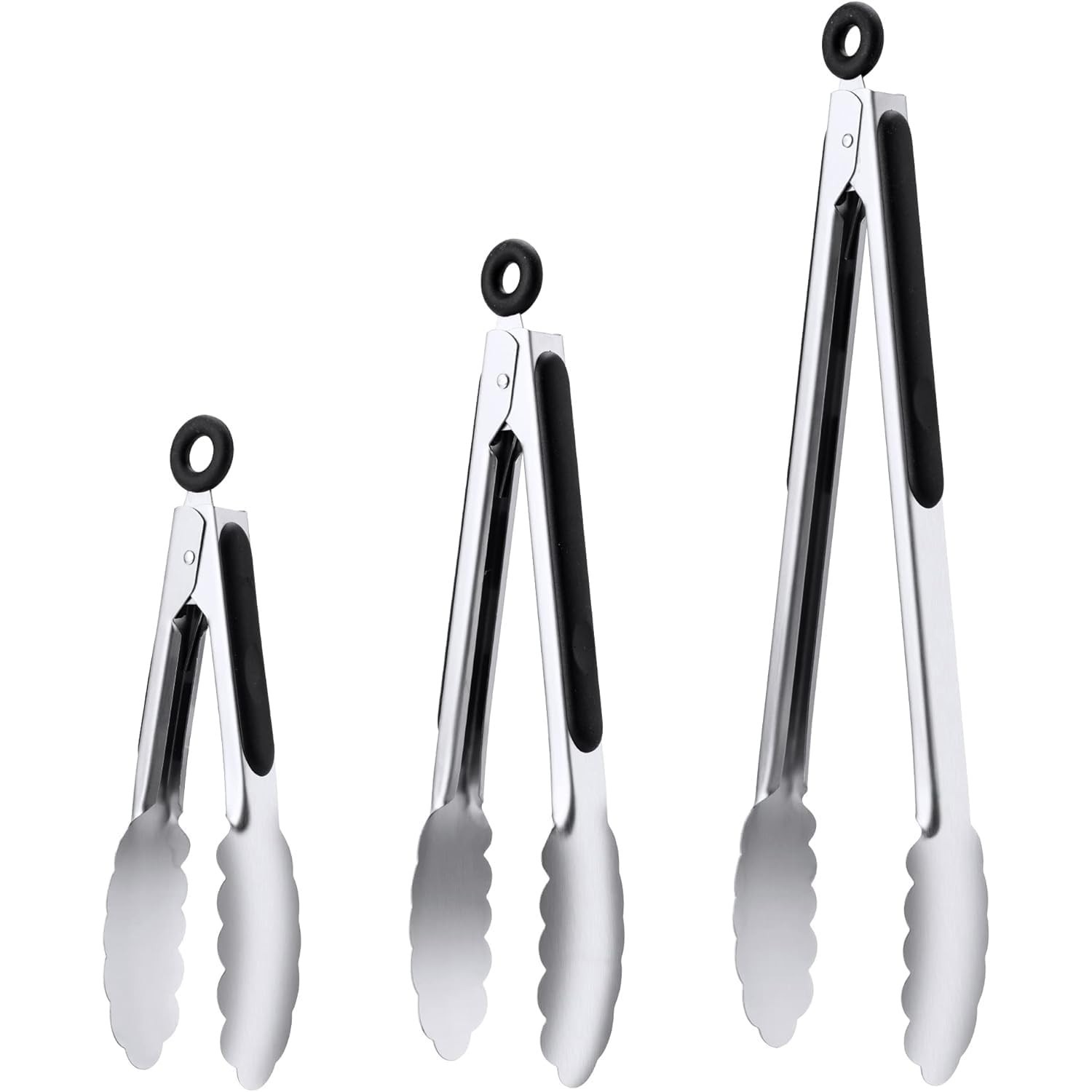 7/9/12 Inch Kitchen Tongs Set, Stainless Steel Cooking Tongs (7"+9"+12") | Fo...
