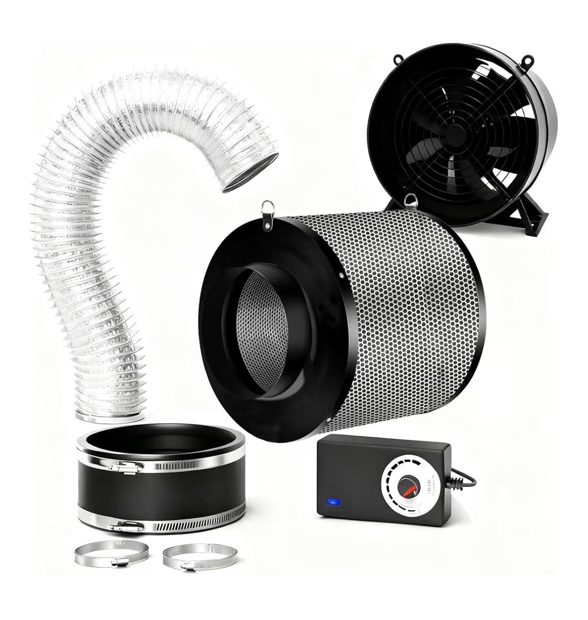 Melonfarm Air Filtration Kit 6” Inline Duct Fan 6” Filter Grow Tent Hydroponics
