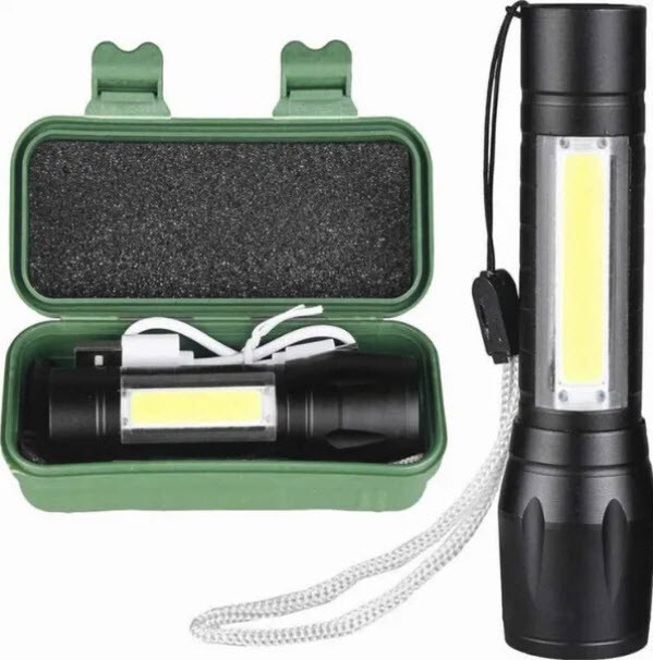 Mini LED Flashlight Black USB Rechargeable Handtool lamp Camping Tourch Lantern
