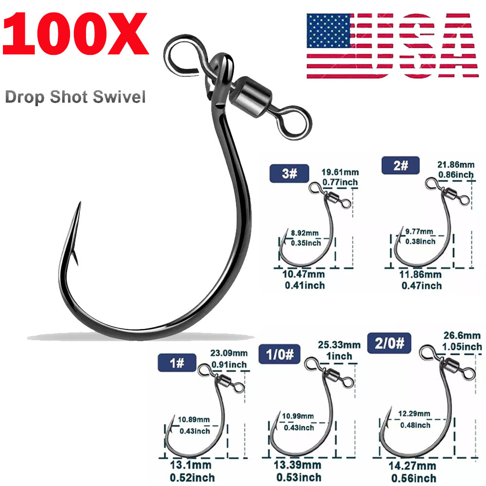 100PC Drop Shot Hooks With Swivel Soft Lure Hook Worm Hook For Bass Carp Catfish