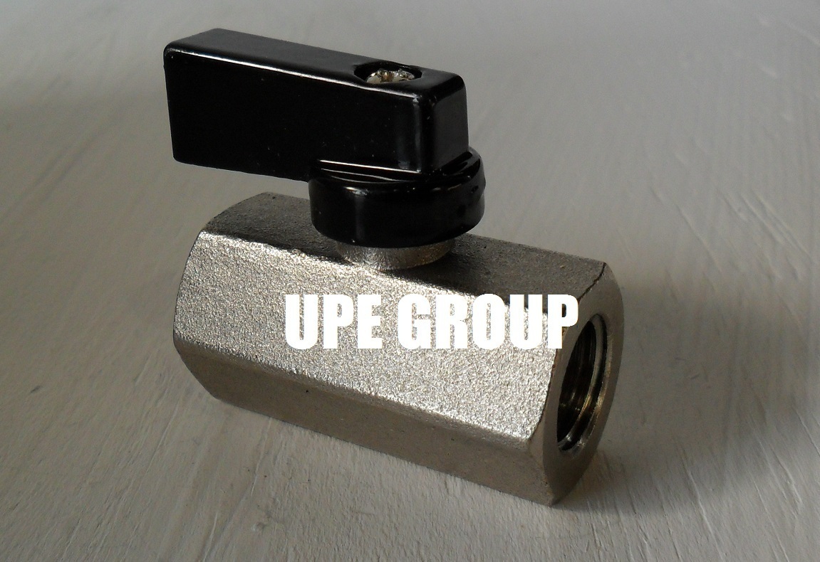 Mini Ball Valve 1/4" FEMALE X FEMALE NPT Chrome Plated Brass Body 450 psi F X F
