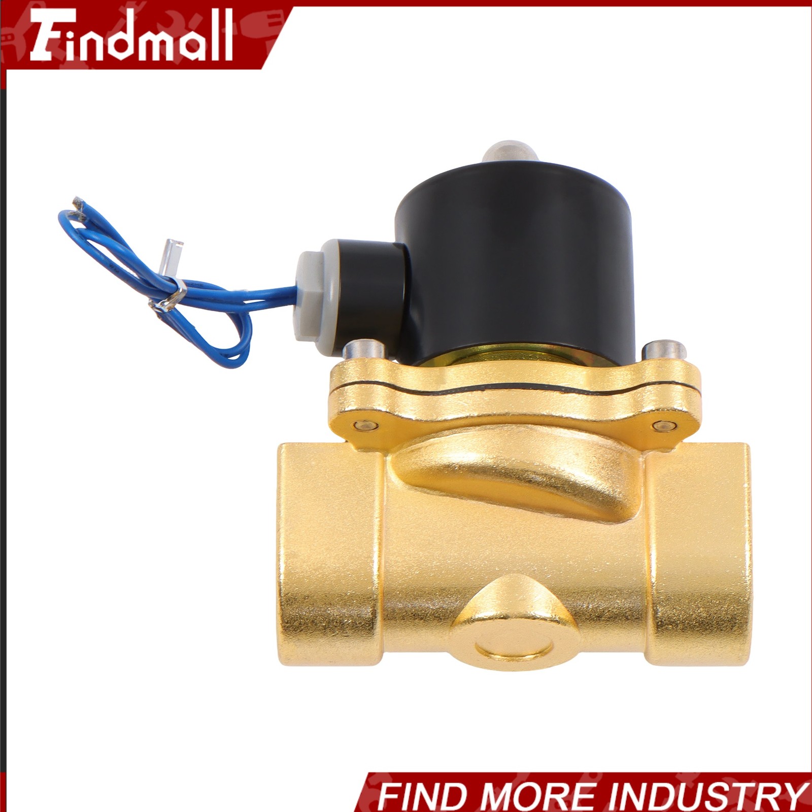 Findmall 110V 120V Volt AC Electric Solenoid Valve Brass Water Air Gas NC 1" NPT