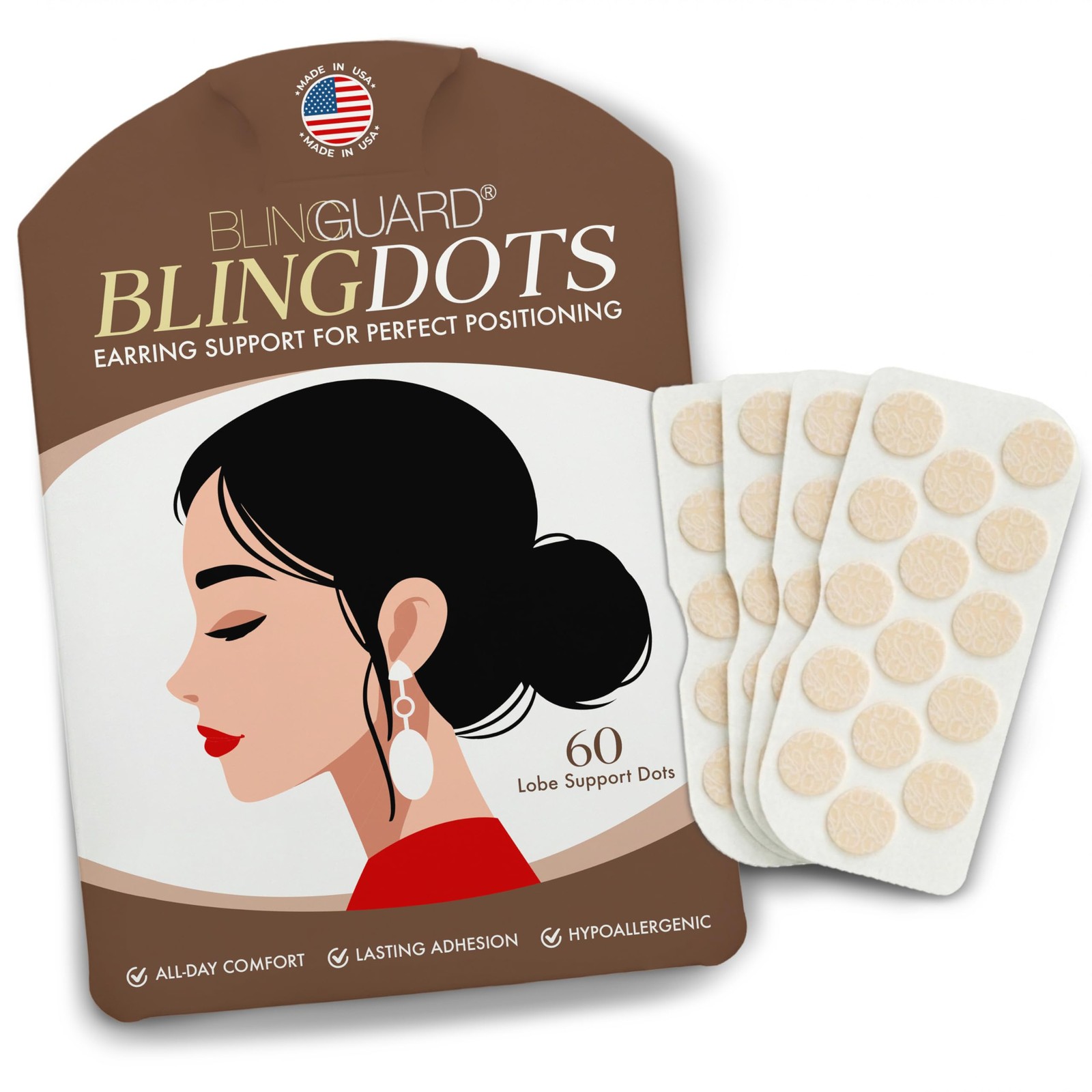 BlingGuard BlingDots Earring Backs for Droopy Ears – Memory Foam Earlobe Supp...