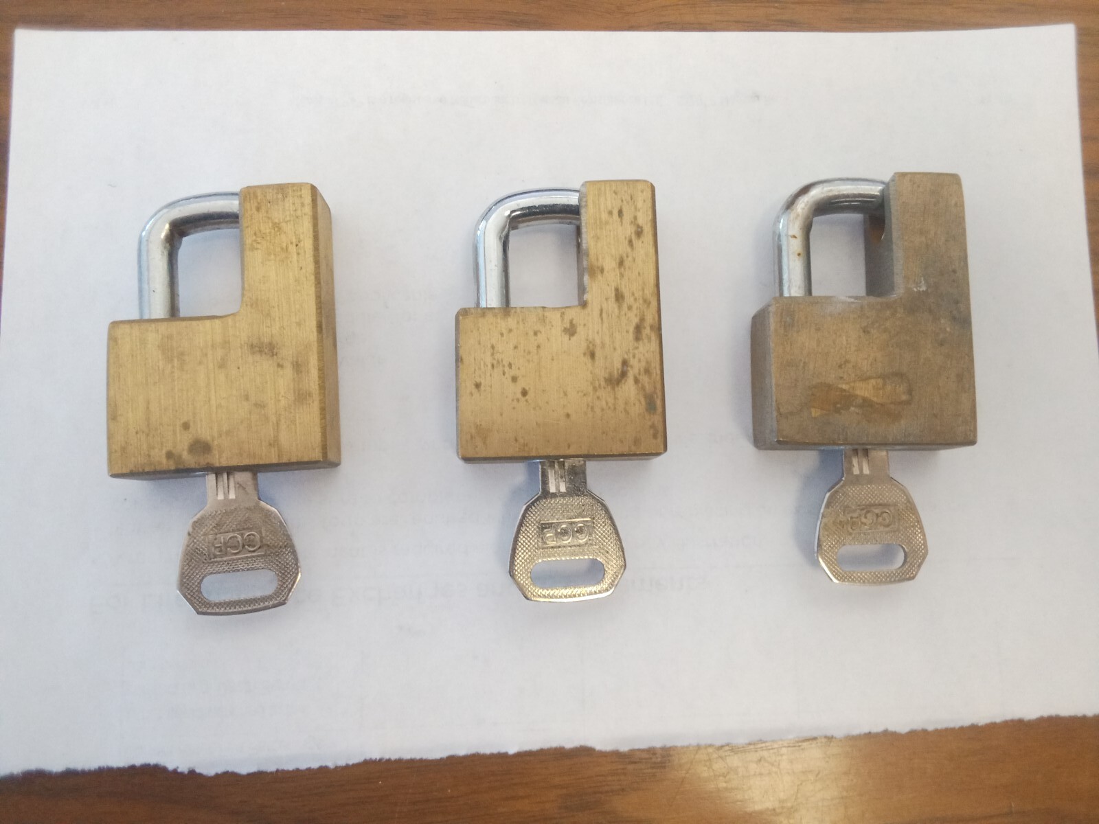 Unbranded Brass Padlocks W / Keys Lot of Three ( 3 )
